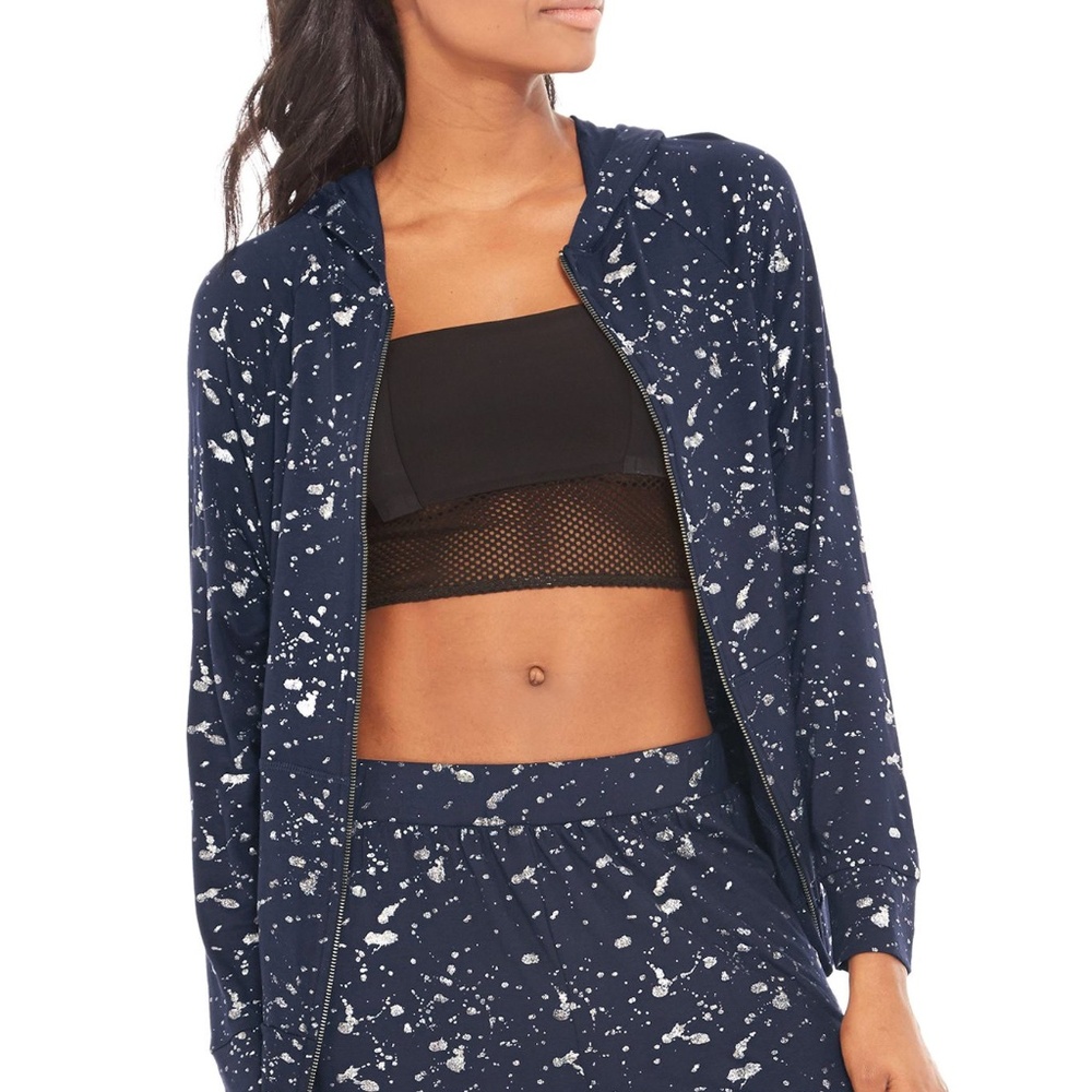 Terez navy zip up silver splatter